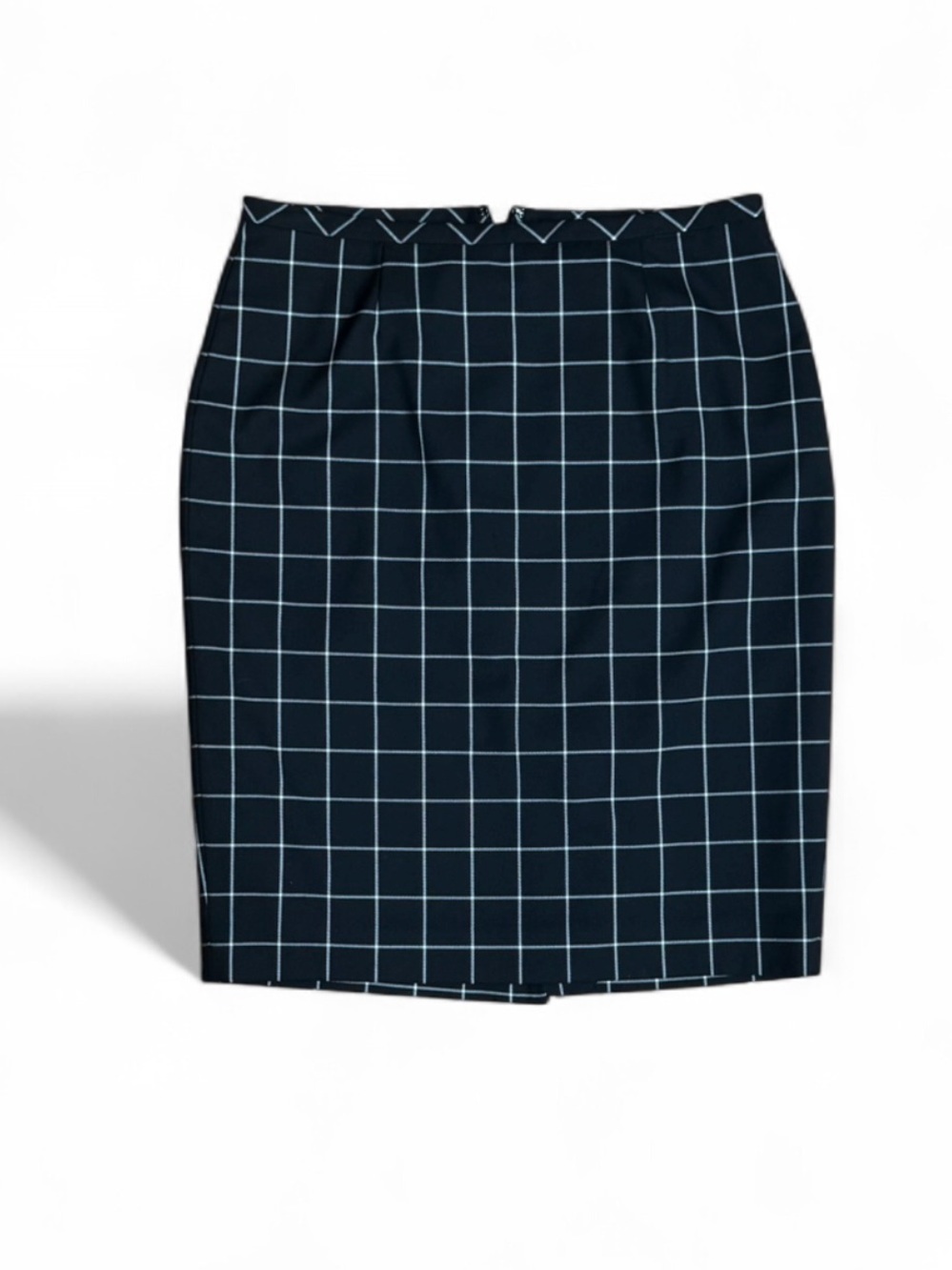 Tommy Hilfiger Windowpane Plaid Pencil Skirt Black White Career Midi